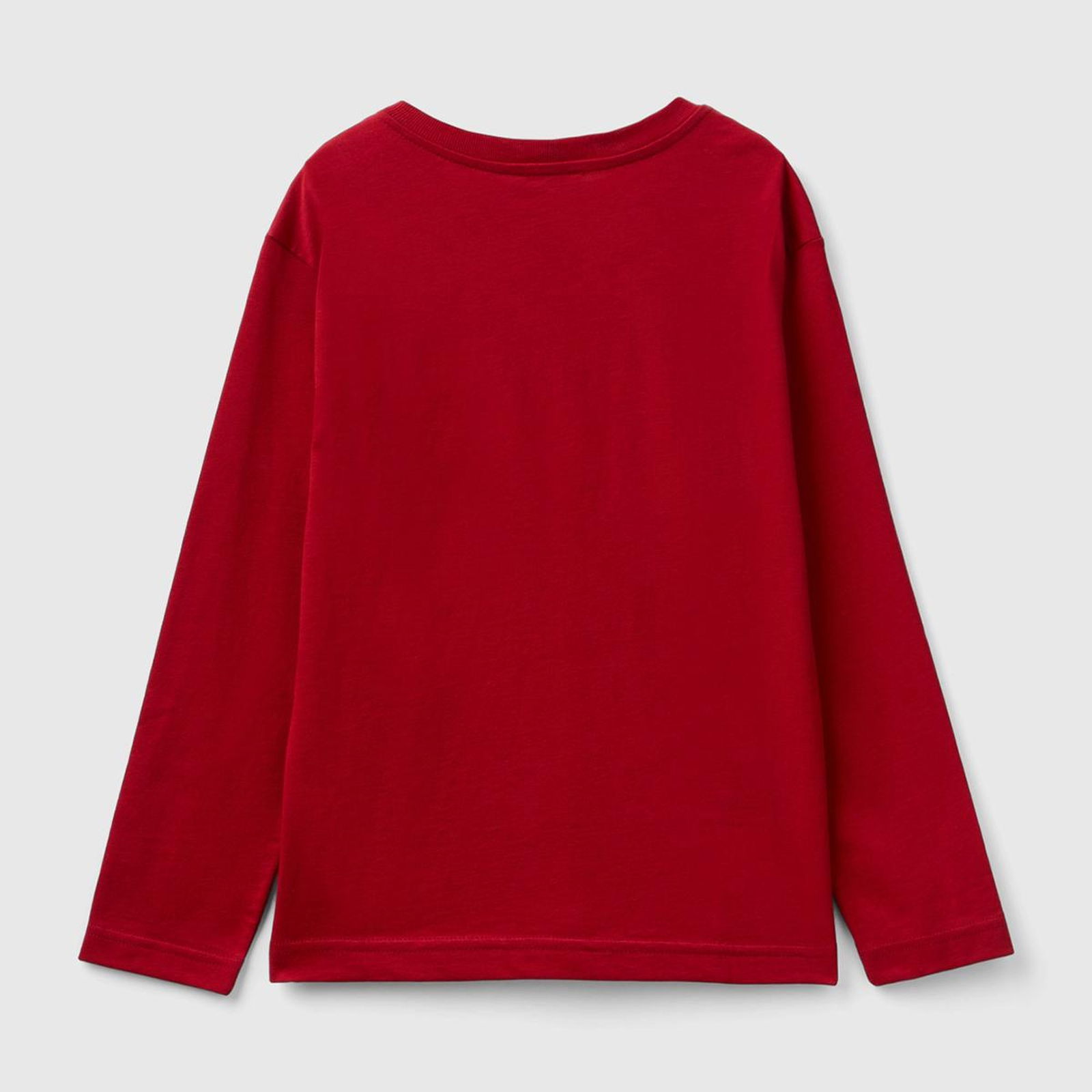 Erkek Çocuk Kırmızı Önü Baskılı Ribanalı Uzun Kollu Bisiklet Yaka T-Shirt