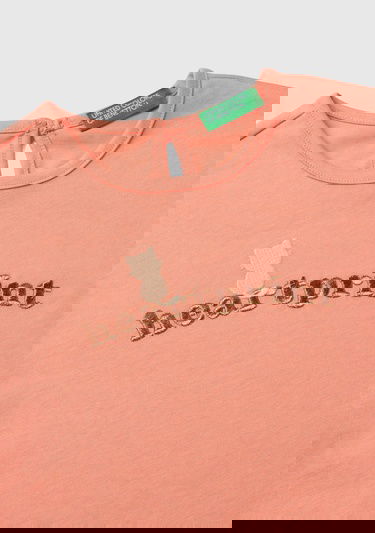  Kız Çocuk Yavruağzı Önü Simli Su Baskılı Arkası Damla Detaylı Uzun Kollu T-Shirt