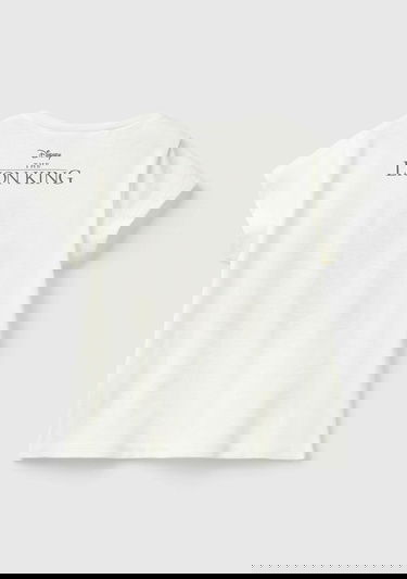  Kız Çocuk Ekru Kol Ucu Logo Etiketli Lion King Baskılı Normal Kesim T-Shirt
