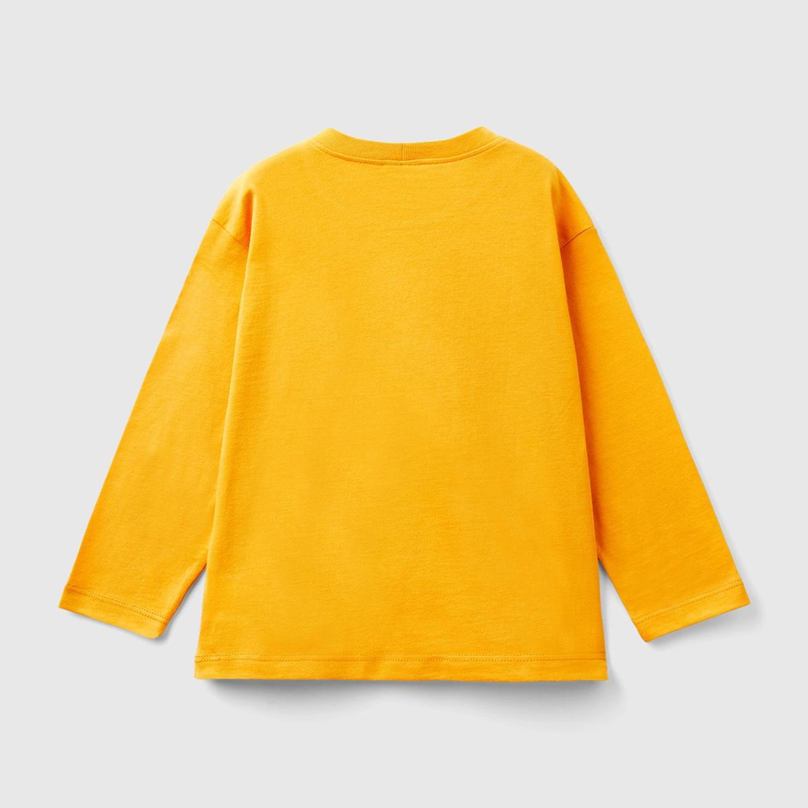 Erkek Çocuk Hardal Sarı Fotoğraf Baskılı Bisiklet Yaka Uzun Kollu T-Shirt
