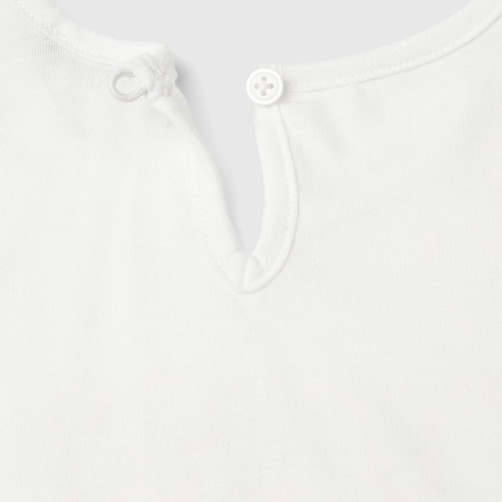 Kız Çocuk Beyaz Önü Simli Su Baskılı Arkası Damla Detaylı Kısa Kollu T-Shirt