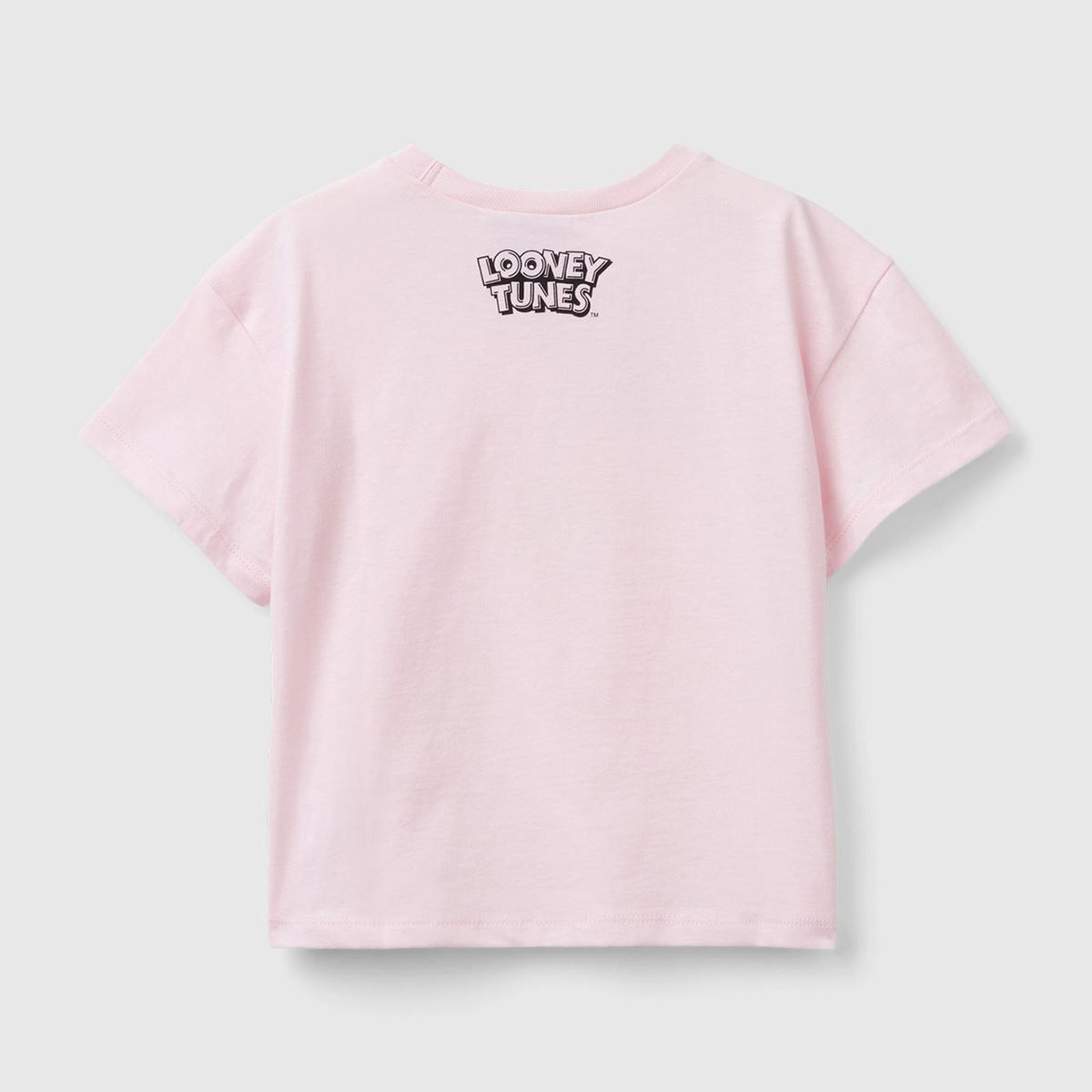 Kız Çocuk Açık Pembe Kol Ucu Logo Etiketli Tweety Baskılı Normal Kesim T-Shirt