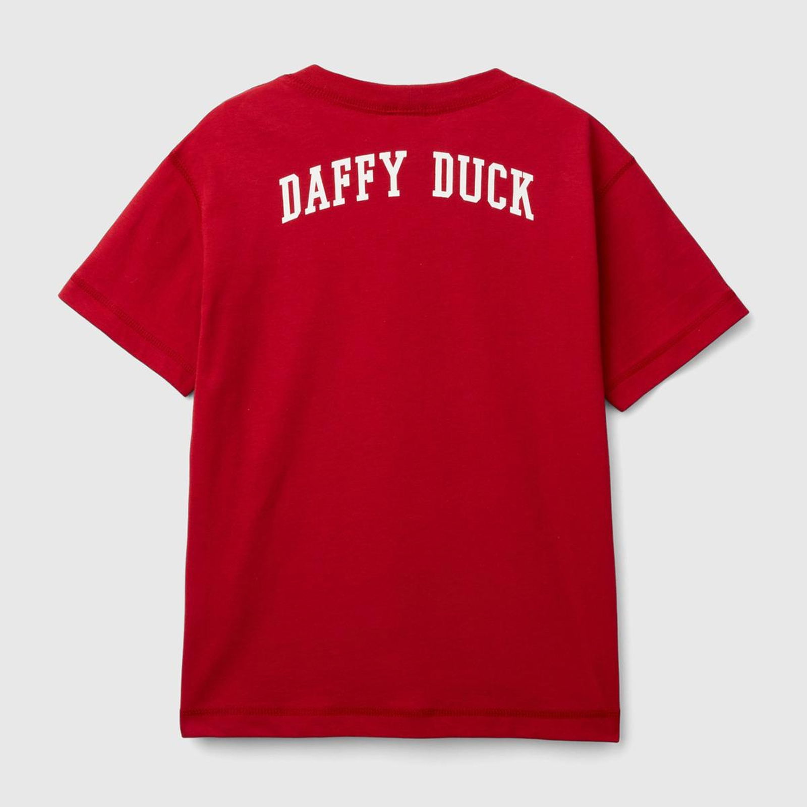 Erkek Çocuk Kırmızı Kol Ucu Logo Etiketli Daffy Duck Baskılı Kısa Kollu T-Shirt