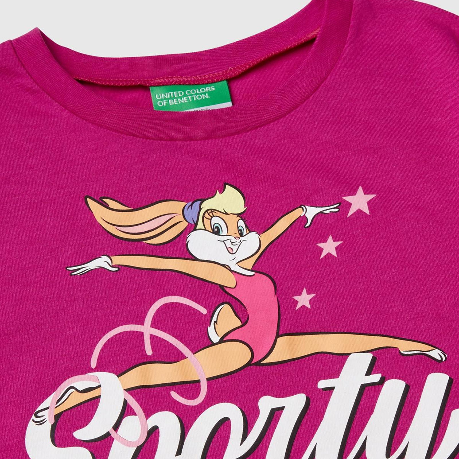 Kız Çocuk Fuşya Önü Lola Bunny Baskılı Kısa Kollu Bisiklet Yaka T-Shirt