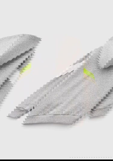  Erkek Çocuk Gri Melanj Baskılı Kolları Şerit Detaylı Fermuarlı Kapüşonlu Sweatshirt