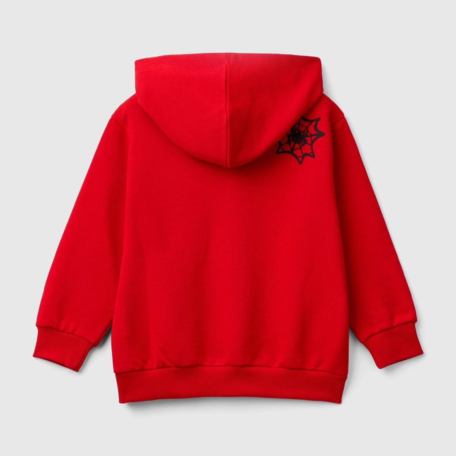 Erkek Çocuk Kırmızı Etek Ucu Logolu Önü ve Arkası Spiderman Baskılı Sweatshirt