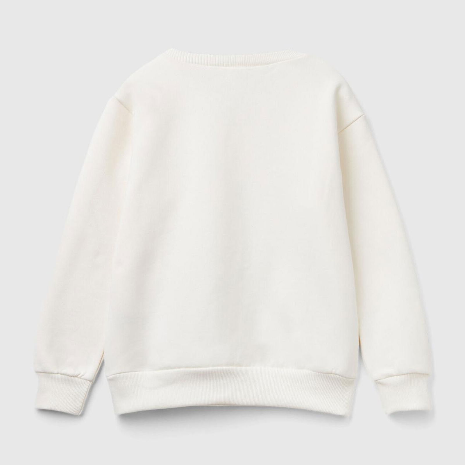 Erkek Çocuk Ekru Etek Ucu Logo Etiketli Mickey Mouse Baskılı Sweatshirt
