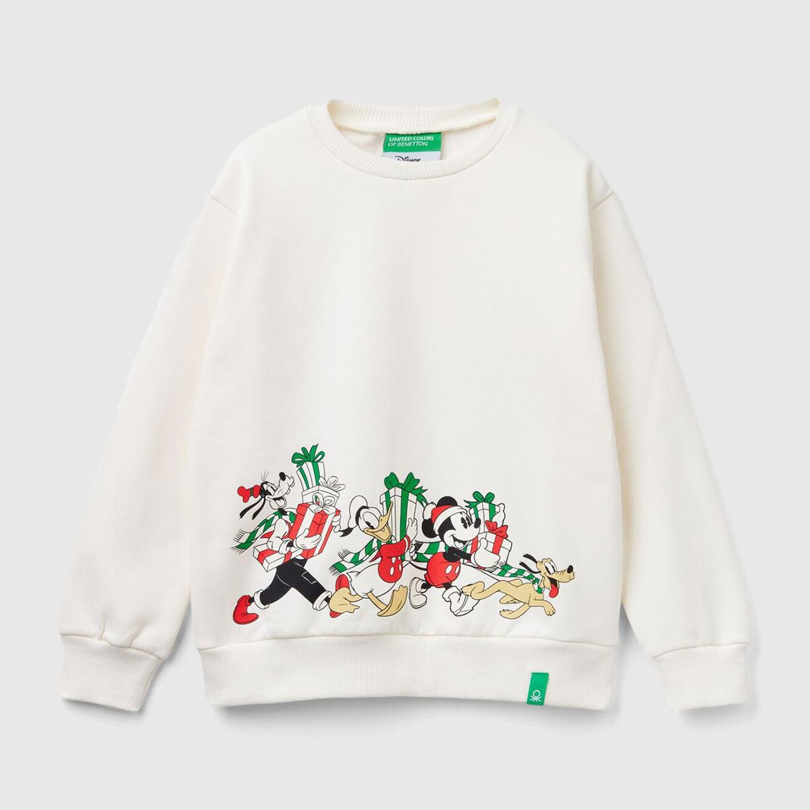 Erkek Çocuk Ekru Etek Ucu Logo Etiketli Mickey Mouse Baskılı Sweatshirt