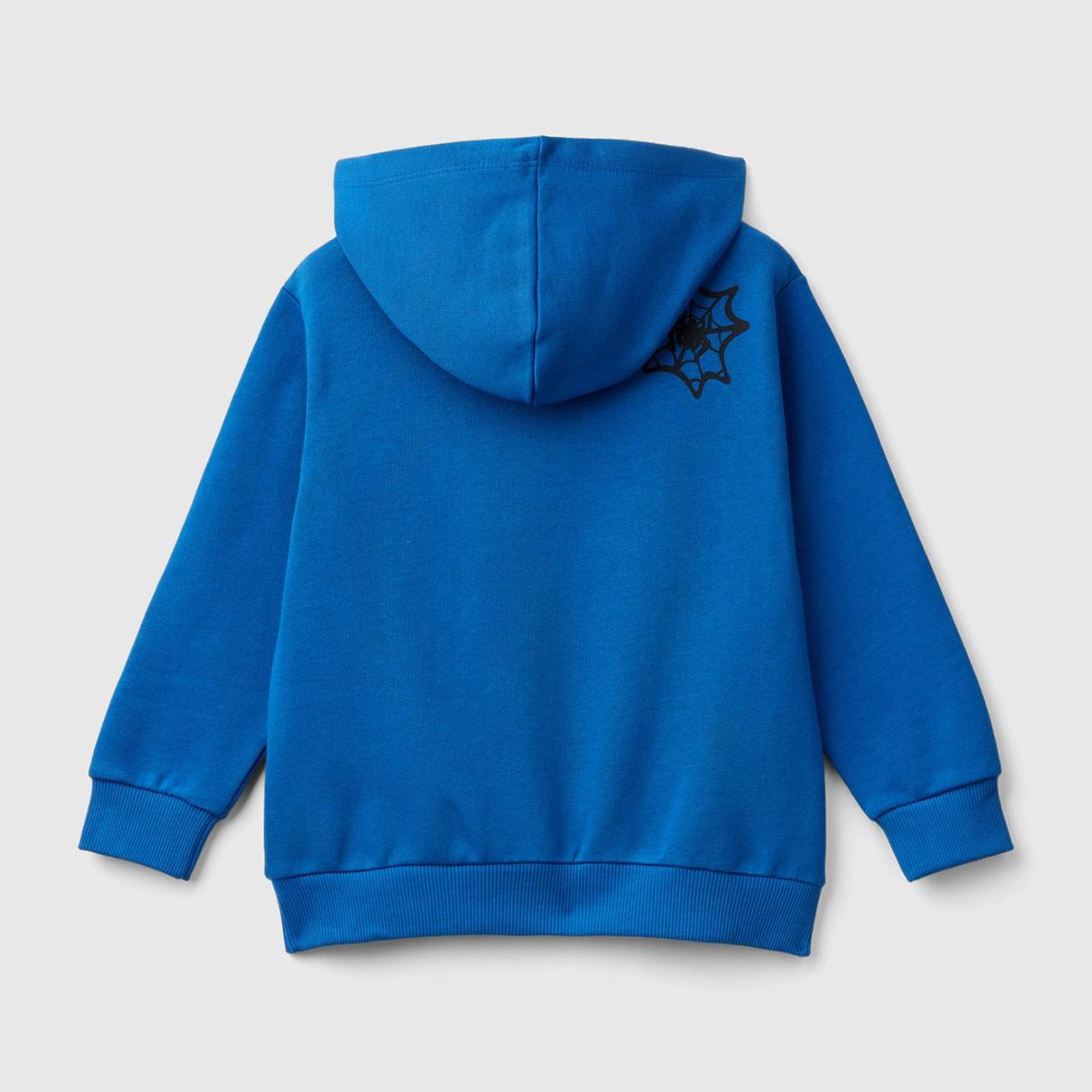 Erkek Çocuk Saks Mavi Etek Ucu Logolu Önü ve Arkası Spiderman Baskılı Sweatshirt