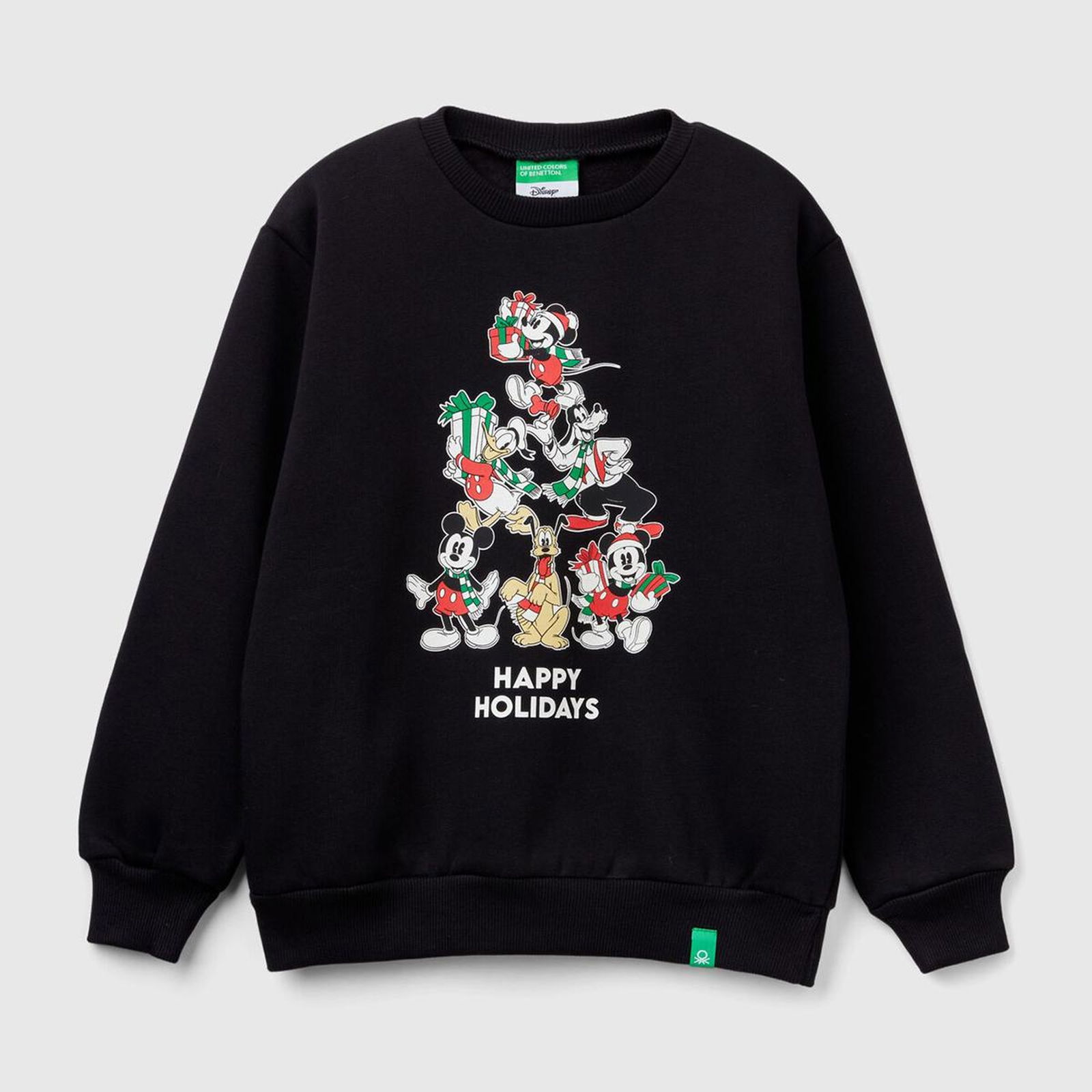 Erkek Çocuk Siyah Etek Ucu Logo Etiketli Mickey Mouse Baskılı Sweatshirt