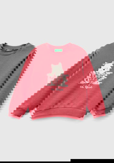  Kız Çocuk Gül Kurusu Önü İşlemeli Ribana Detaylı Normal Kesim Bisiklet Yaka Sweatshirt