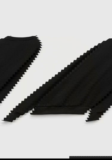  Kız Çocuk Siyah Önü Kalpli Payetli Düşük Omuz Bisiklet Yaka Sweatshirt
