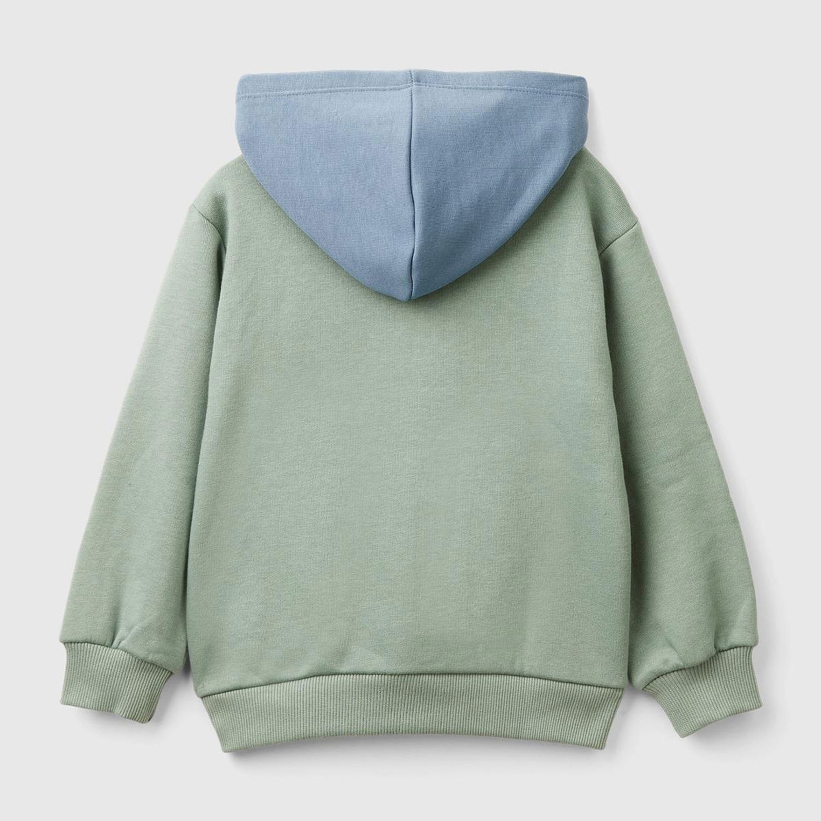 Erkek Çocuk Haki Önü Baskılı Kapüşonu Kontrast Renkli Kanguru Cepli Sweatshirt