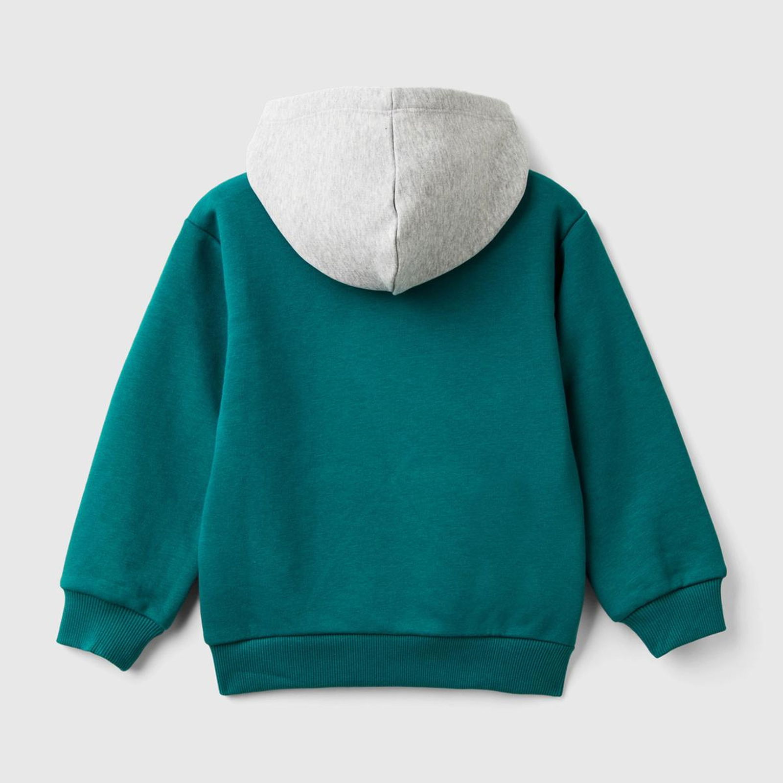 Erkek Çocuk Çam Yeşili Önü Baskılı Kapüşonu Kontrast Renkli Kanguru Cepli Sweatshirt