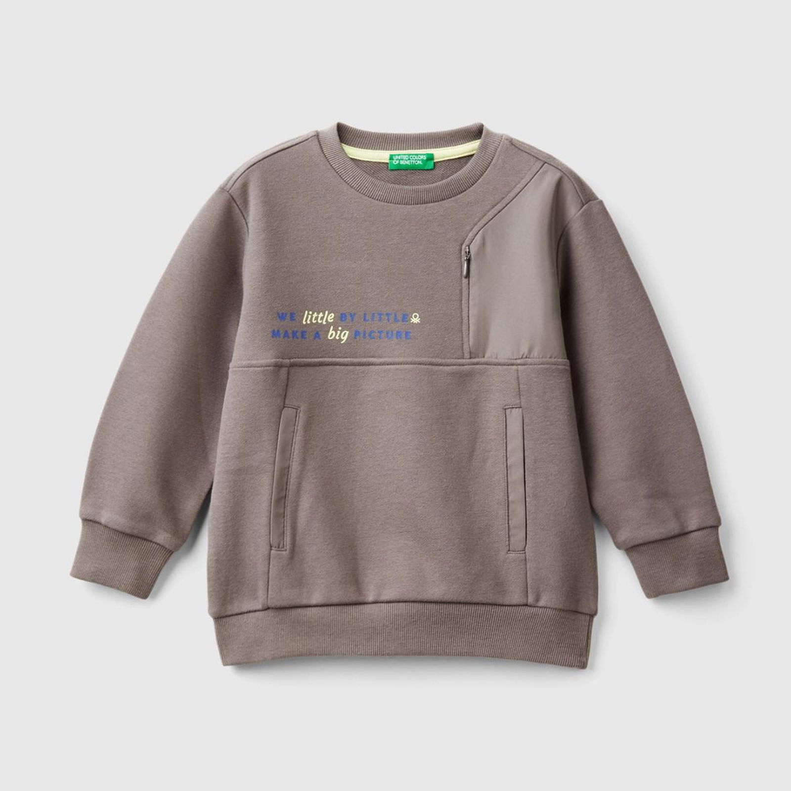Erkek Çocuk Antrasit Sol Omzu Parlak Detaylı Baskılı Bisiklet Yaka Sweatshirt