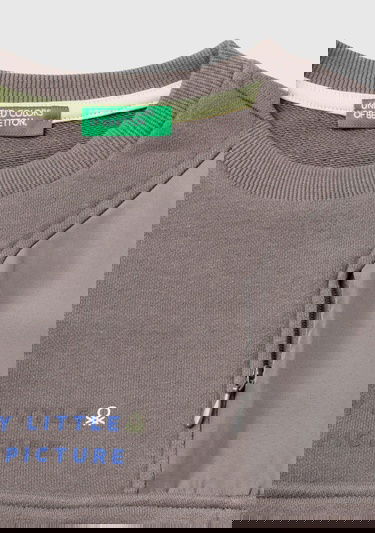  Erkek Çocuk Antrasit Sol Omzu Parlak Detaylı Baskılı Bisiklet Yaka Sweatshirt