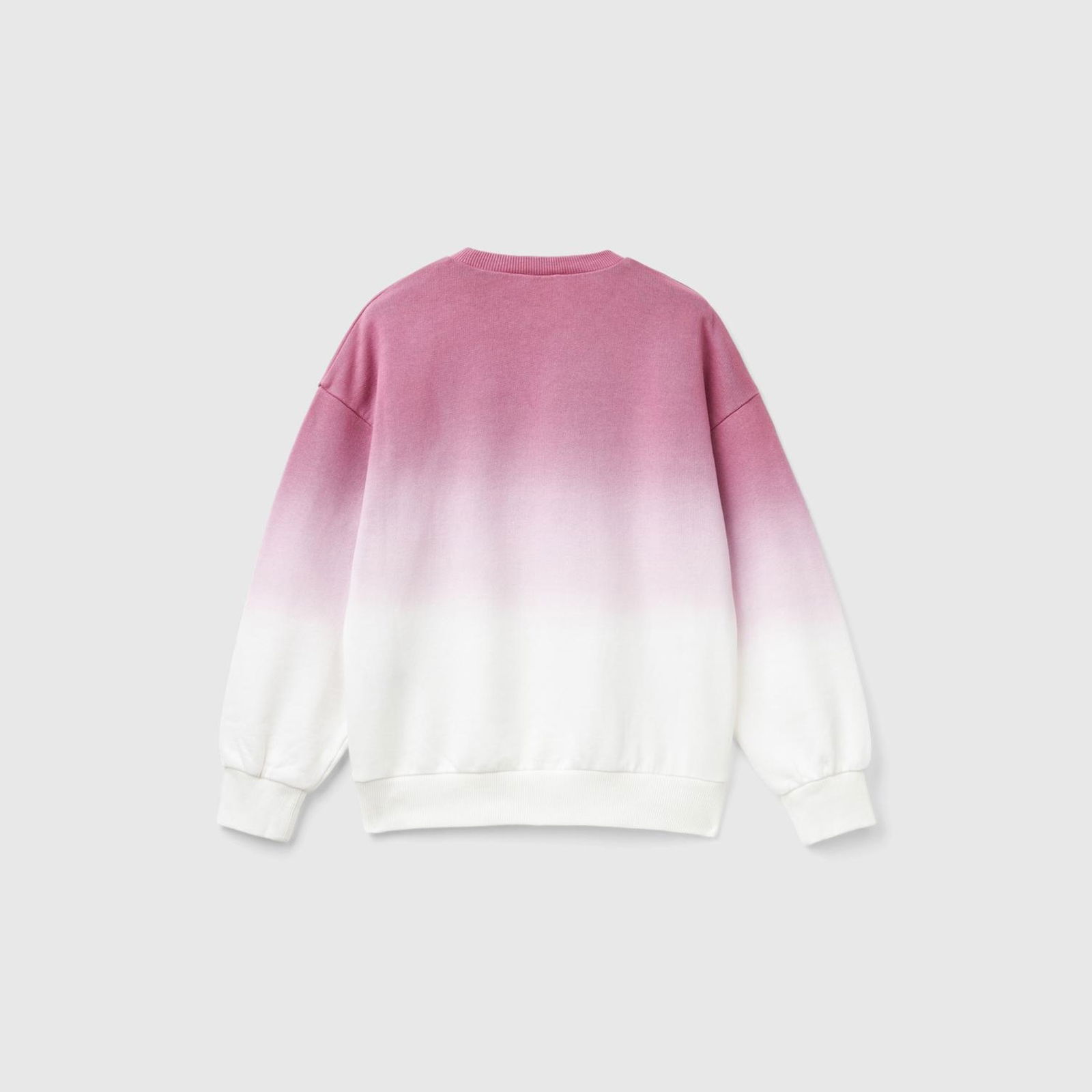 Kız Çocuk Gül Kurusu Mix Önü Nakış Detaylı Renk Geçişli Bisiklet Yaka Sweatshirt
