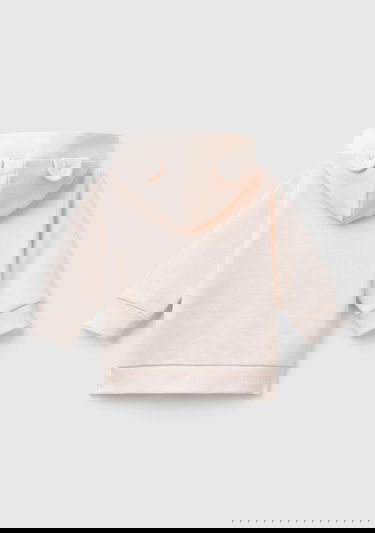  Bebek Toz Pembe Göğsü Tavşan Logosu İşlemeli Kulaklı Kapüşonlu Sweatshirt