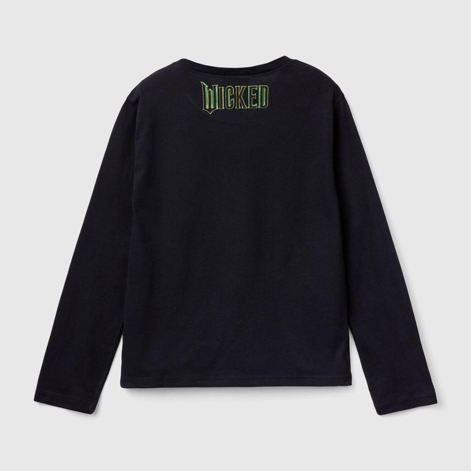 Kız Çocuk Siyah Etek Ucu Logolu Önü Çok Renkli Baskılı Uzun Kollu T-Shirt