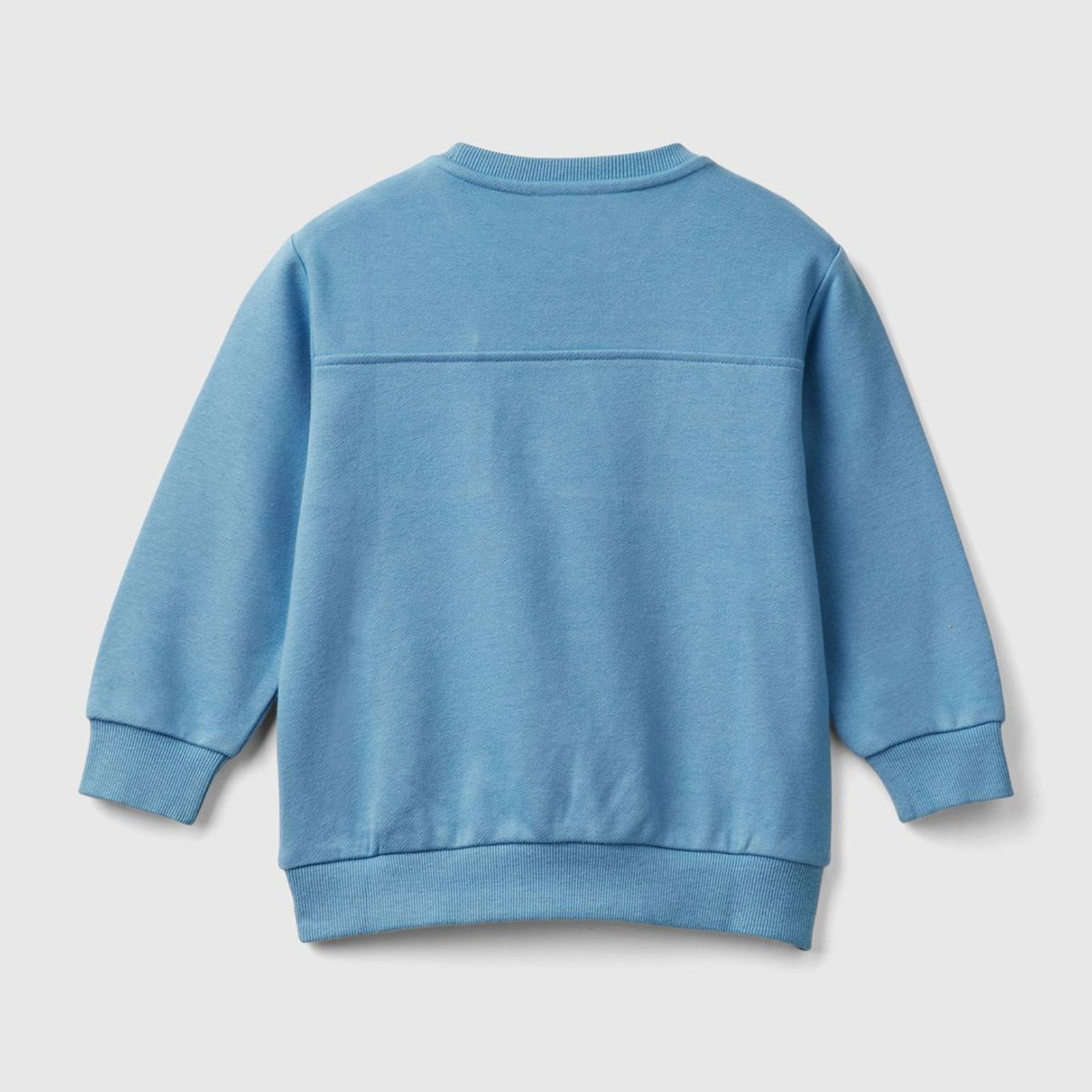 Erkek Çocuk Havacı Mavi Sol Omzu Parlak Detaylı Baskılı Bisiklet Yaka Sweatshirt