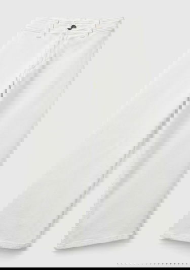  Kız Çocuk Beyaz Arkası Logo Detaylı Cepli Geniş Paça Pantolon