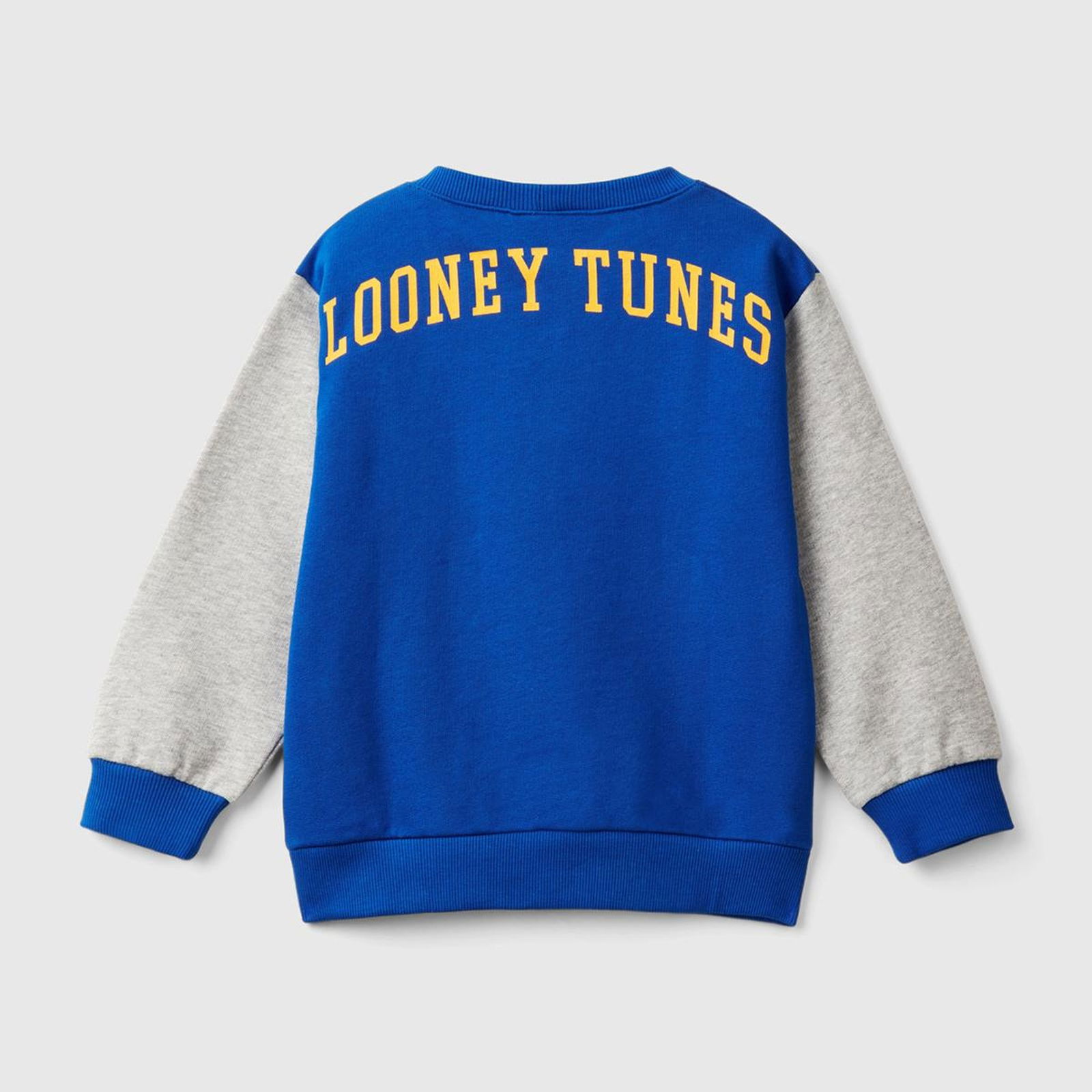 Erkek Çocuk Saks Mavi Kol Ucu Logo Etiketli Looney Tunes Baskılı Uzun Kollu Sweatshirt