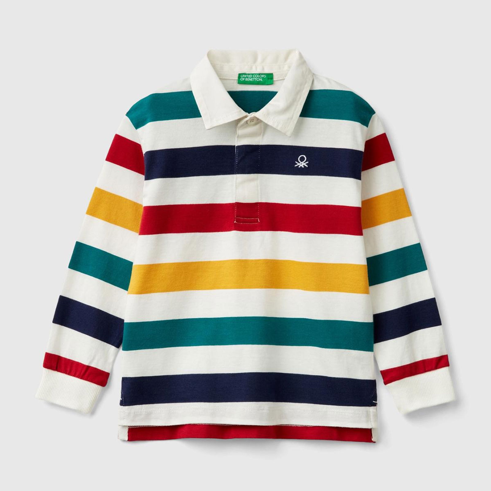 Erkek Çocuk Renkli Mix Göğsü Logo İşlemeli Çizgi Detaylı Polo Yaka T-Shirt