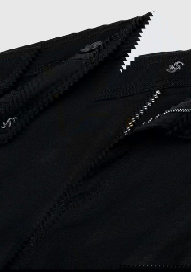  Kız Çocuk Siyah Arkası Logo Detaylı Cepli Geniş Paça Pantolon