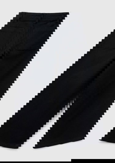  Kız Çocuk Siyah Arkası Logo Detaylı Cepli Geniş Paça Pantolon