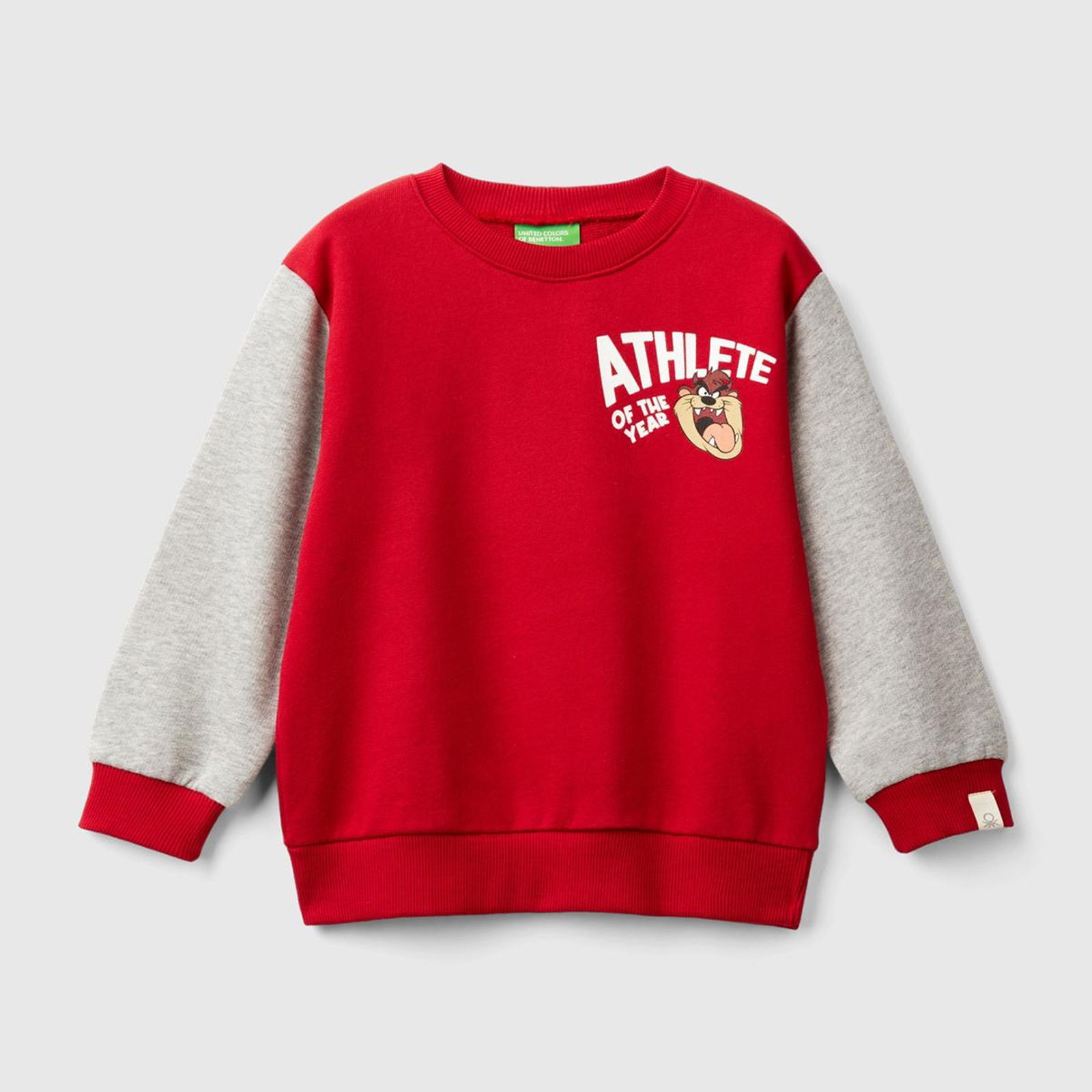 Erkek Çocuk Kırmızı Kol Ucu Logo Etiketli Looney Tunes Baskılı Uzun Kollu Sweatshirt