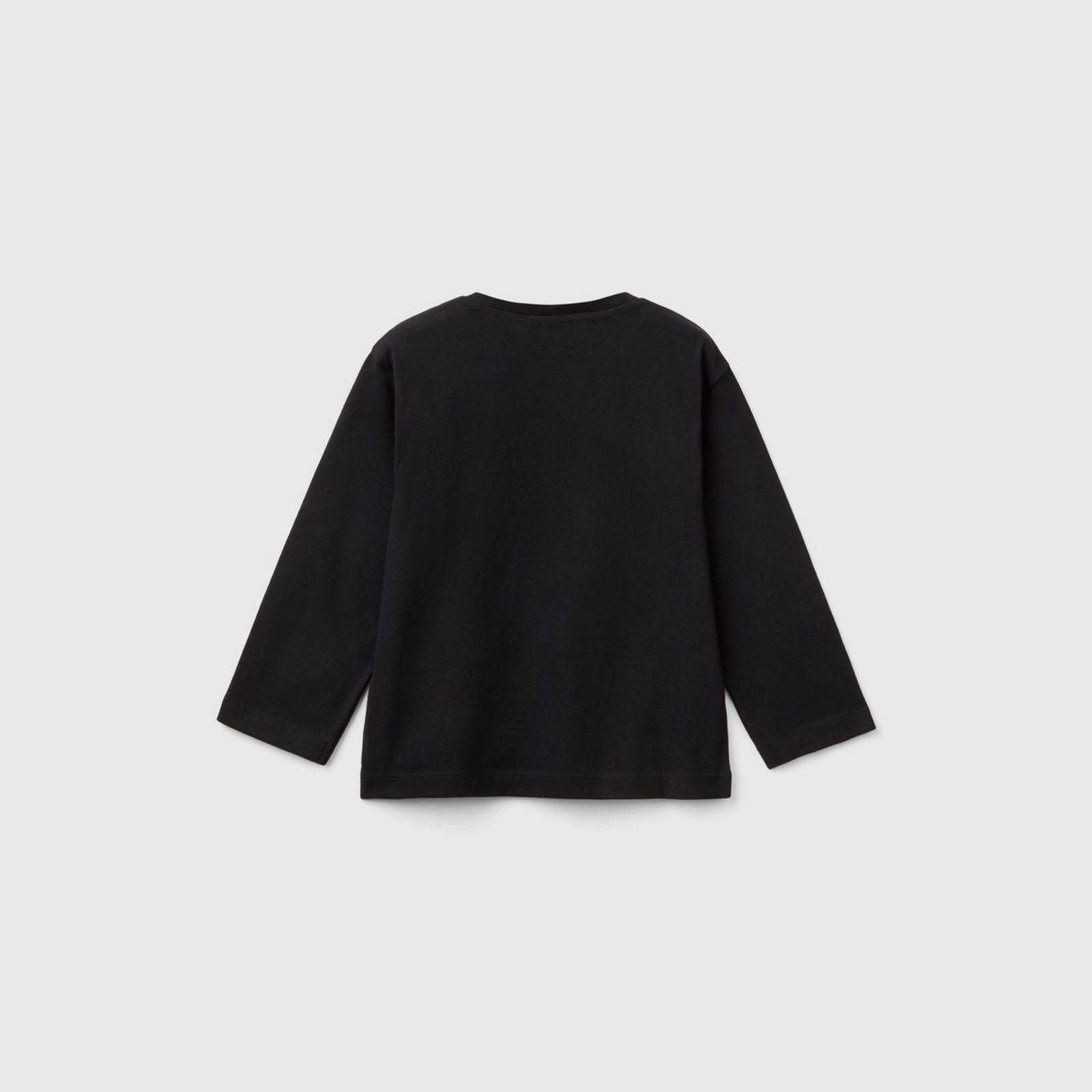 Erkek Çocuk Siyah Etek Ucu Logo Etiketli Peanuts Baskılı Uzun Kollu T-Shirt