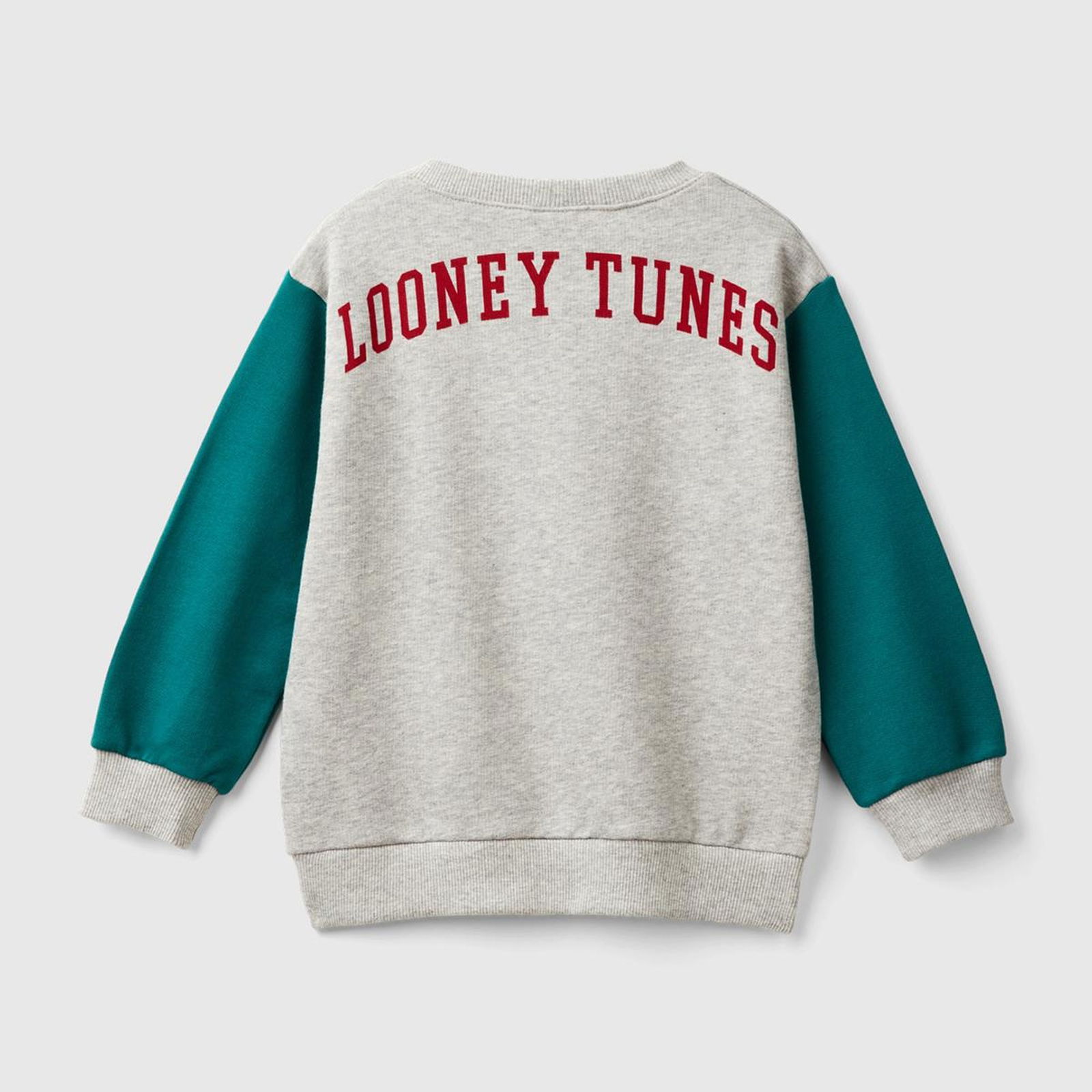 Erkek Çocuk Gri Melanj Kol Ucu Logo Etiketli Looney Tunes Baskılı Uzun Kollu Sweatshirt