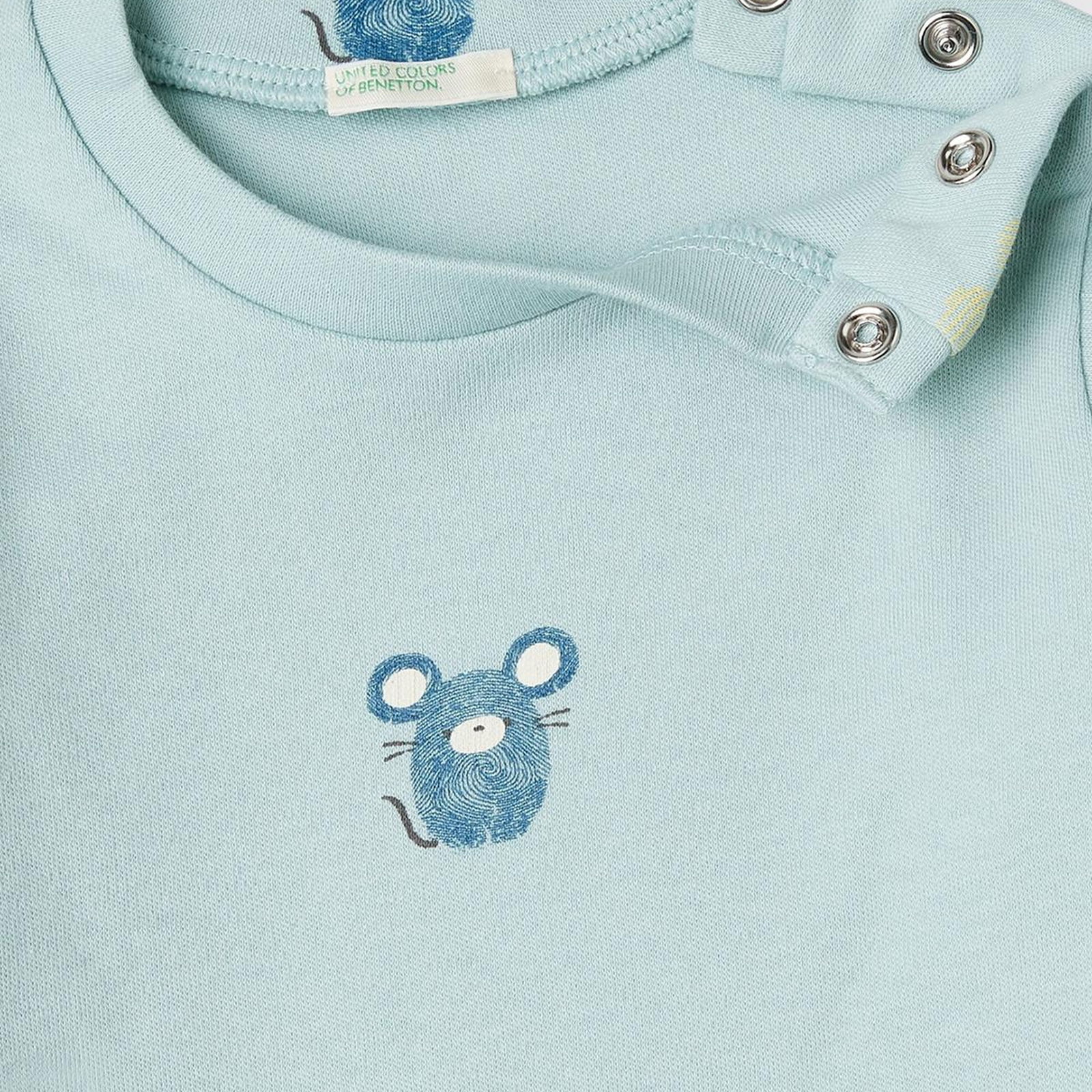 Bebek Havacı Mavi Tamamı Desenli Kolu Cep Detaylı Uzun Kollu T-Shirt
