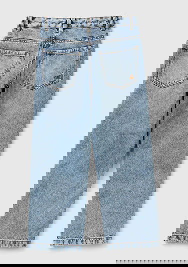  Erkek Çocuk Denim Arka Cebi Logolu Baggy Kesim Ağartılmış Denim Pantolon