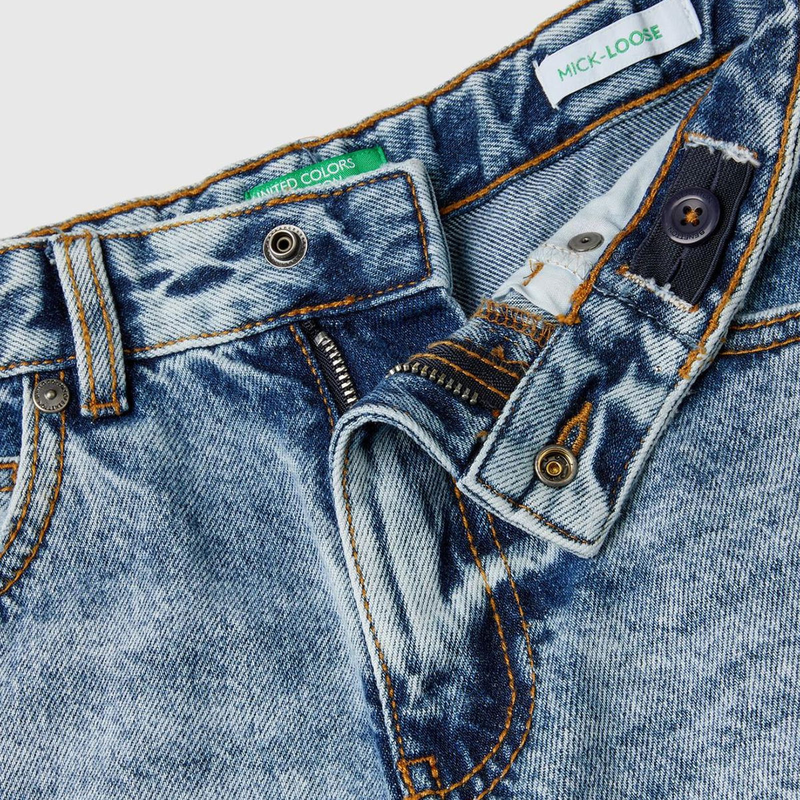 Erkek Çocuk Denim Arka Cebi Logolu Baggy Kesim Ağartılmış Denim Pantolon