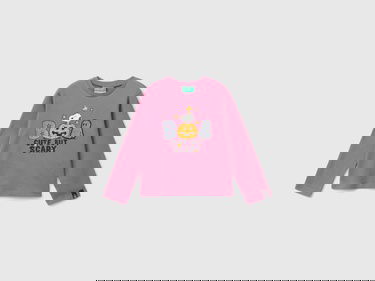  Kız Çocuk Gül Kurusu Kol Ucu Logo Etiketli Peanuts Baskılı Uzun Kollu T-Shirt