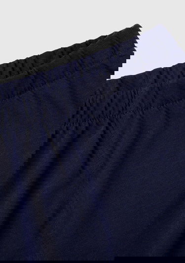  Bebek Lacivert Mix Baskılı Çizgili Üst Elastik Belli Pantolon 2 Parça Takım