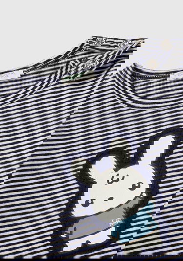  Bebek Lacivert Mix Baskılı Çizgili Üst Elastik Belli Pantolon 2 Parça Takım