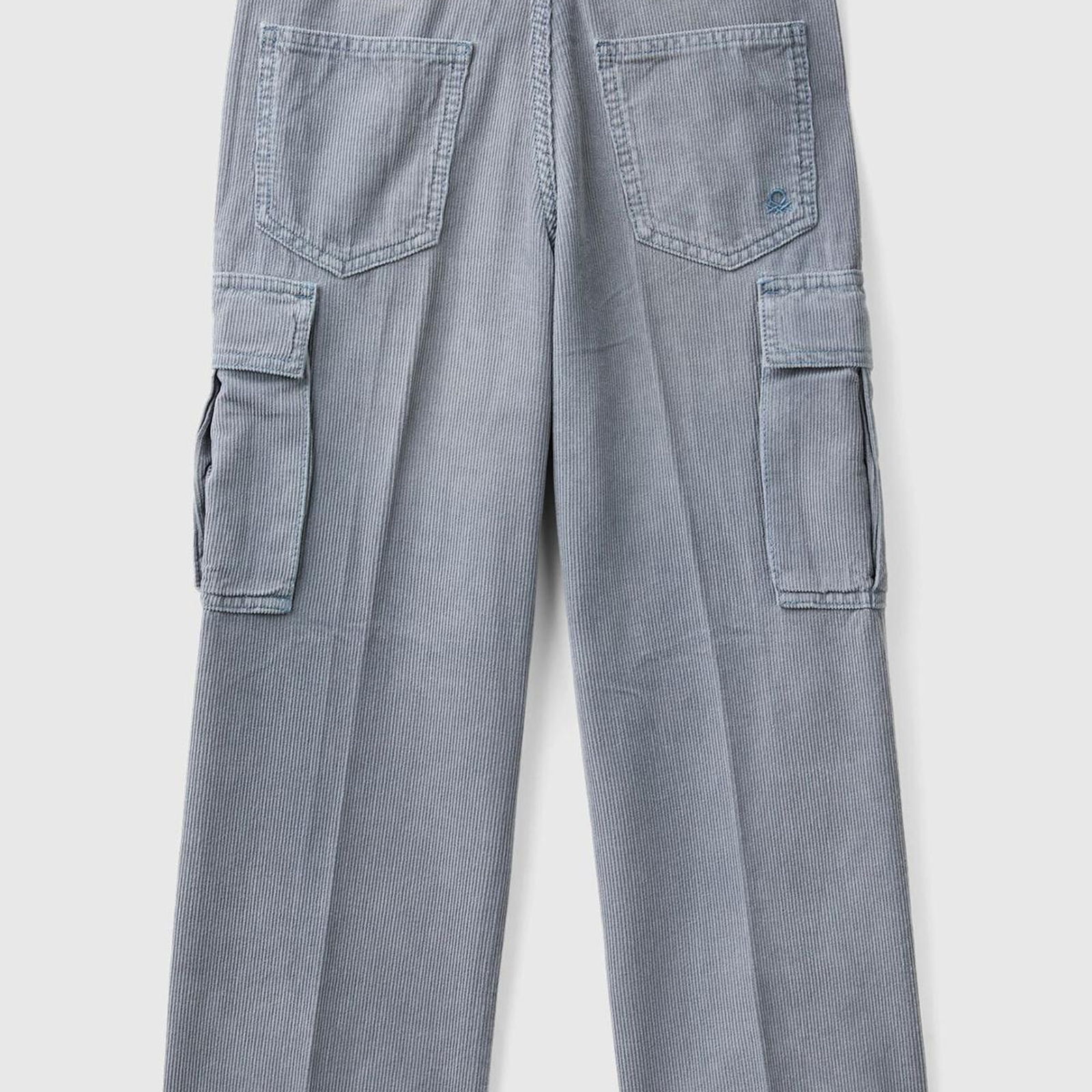 Erkek Çocuk Havacı Mavi Arka Cebi Logo İşlemeli 6 Cepli Oversize Pantolon
