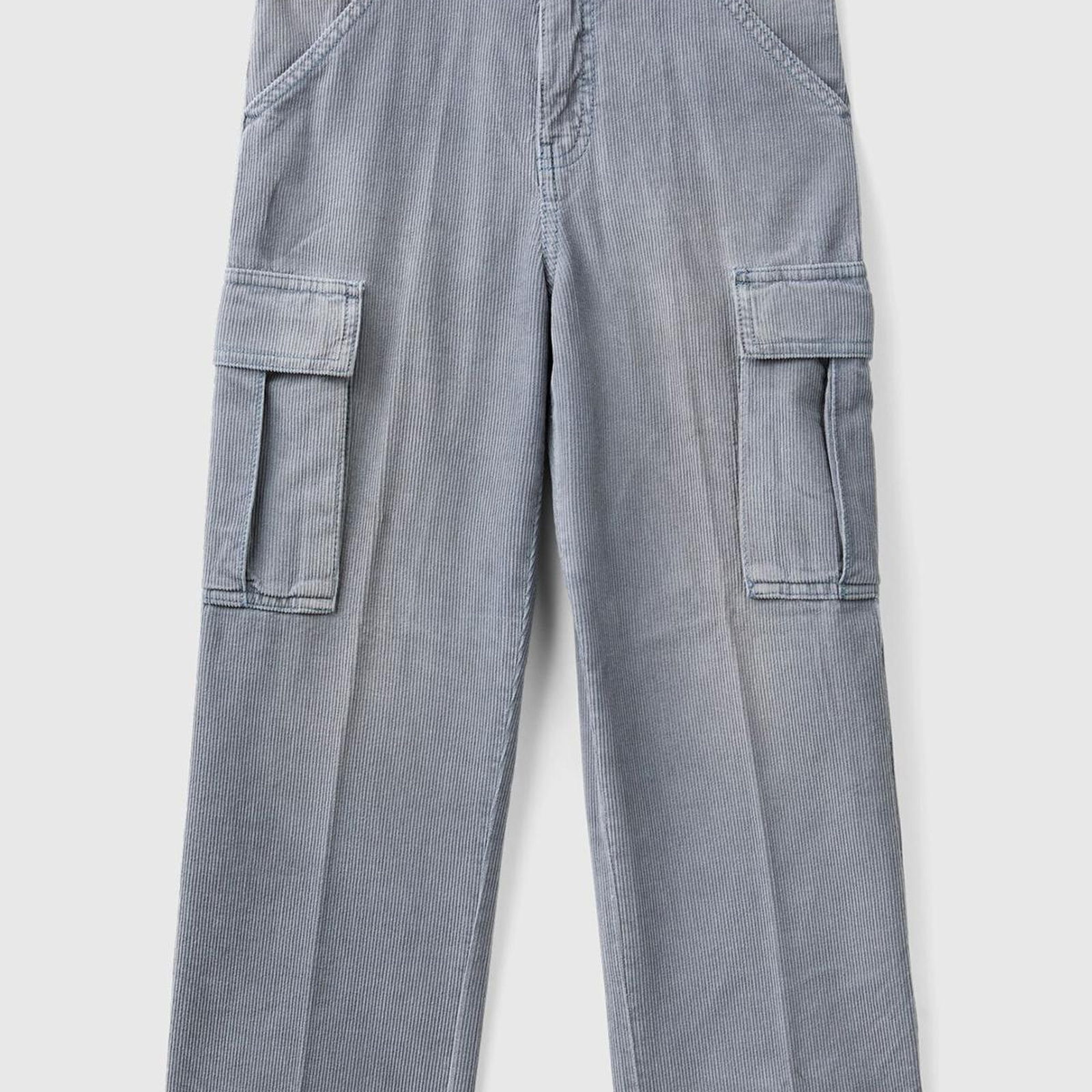 Erkek Çocuk Havacı Mavi Arka Cebi Logo İşlemeli 6 Cepli Oversize Pantolon