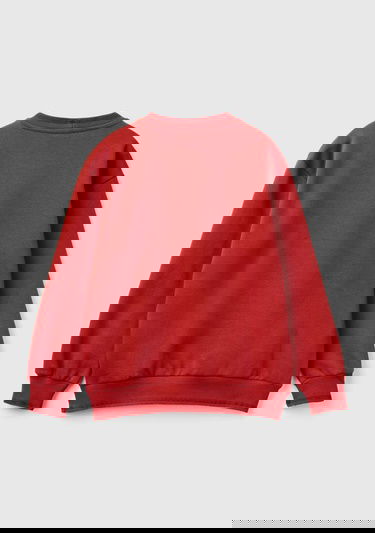  Erkek Çocuk Tarçın Önü ve Sol Kolu Baskılı Bisiklet Yaka Sweatshirt