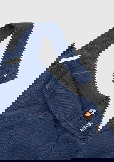  Bebek Lacivert Arkası Logo Etiketli Önü Kese Cepli Askılı Salopet