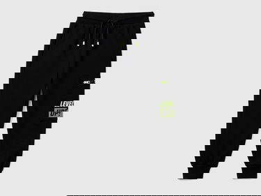  Erkek Çocuk Siyah 3 Boyutlu Baskılı Sol Yanı Cepli Beli Lastikli Eşofman Altı