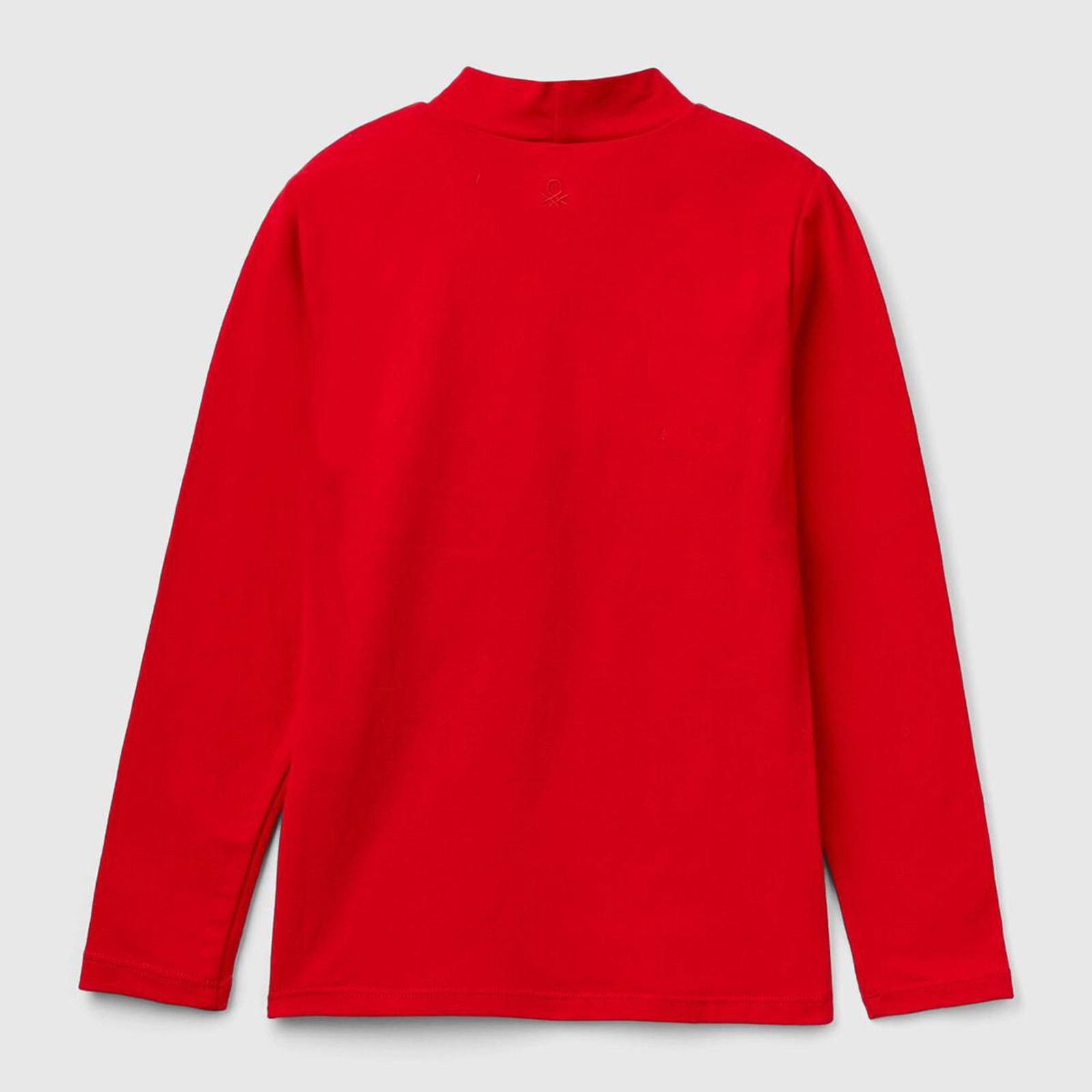 Kız Çocuk Kırmızı Arkası Logolu Omzu Pul Detaylı Dik Yaka Uzun Kollu T-Shirt