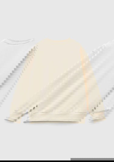 Erkek Çocuk Ekru Önü ve Sol Kolu Baskılı Bisiklet Yaka Sweatshirt