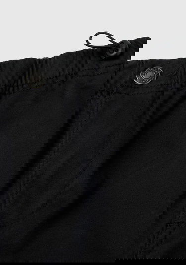  Erkek Çocuk Siyah Ön Cebi Logo Detaylı Beli Lastikli Beş Cepli Pantolon