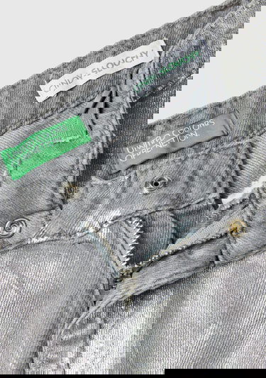  Kız Çocuk Gümüş Arkası Logo Detaylı Kullanılmış Efektli Kıvrık Paça Pantolon
