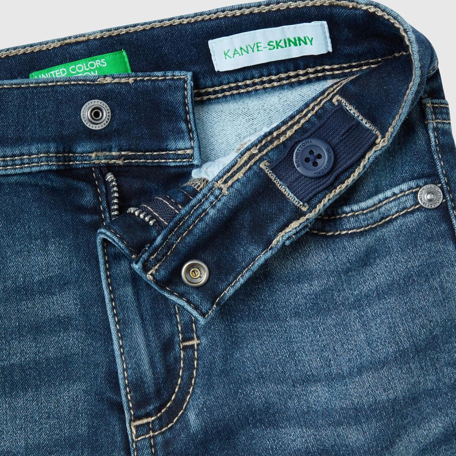 Erkek Çocuk Koyu Denim Arka Cebi Logolu 5 Cepli Dar Kesim Denim Pantolon