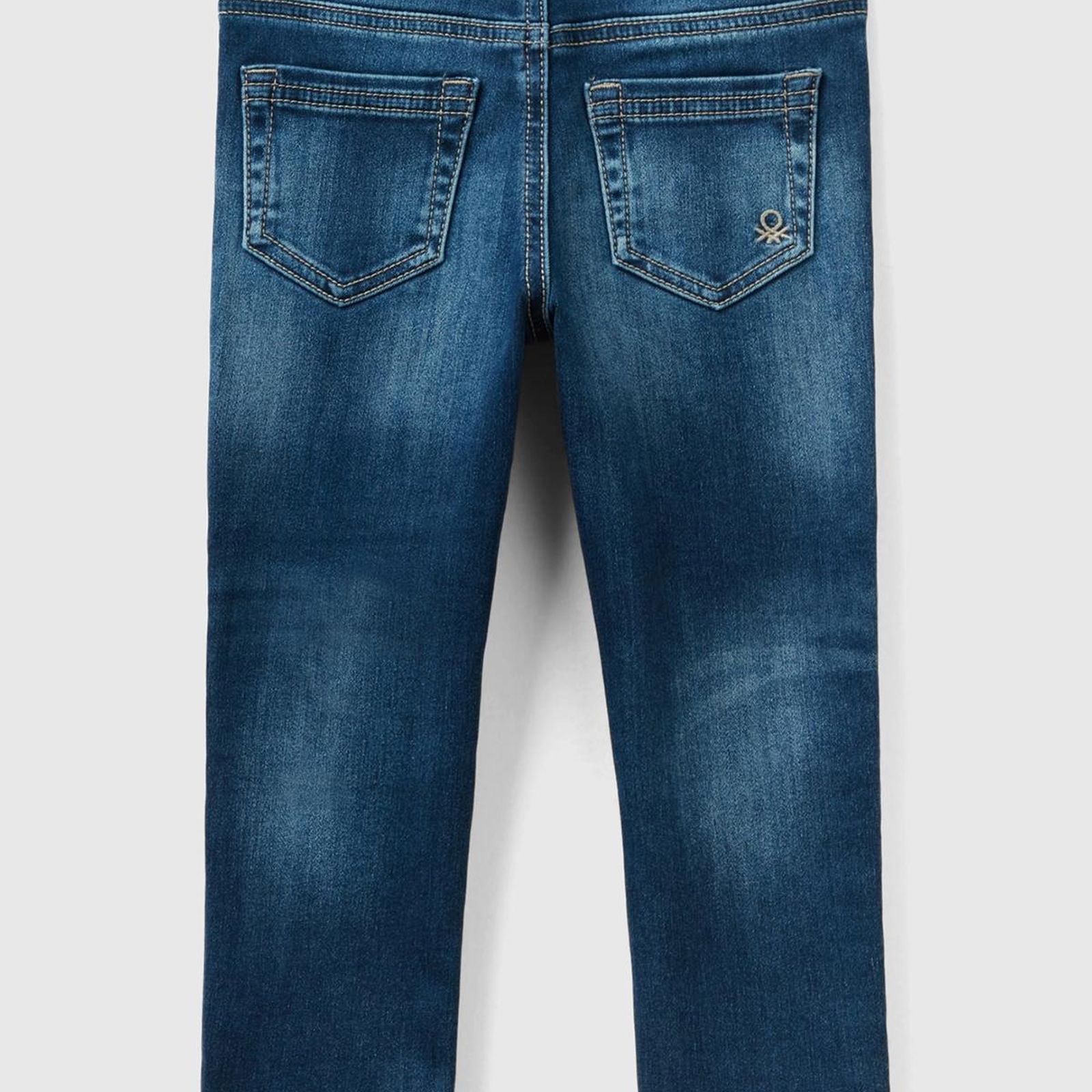 Erkek Çocuk Koyu Denim Arka Cebi Logolu 5 Cepli Dar Kesim Denim Pantolon