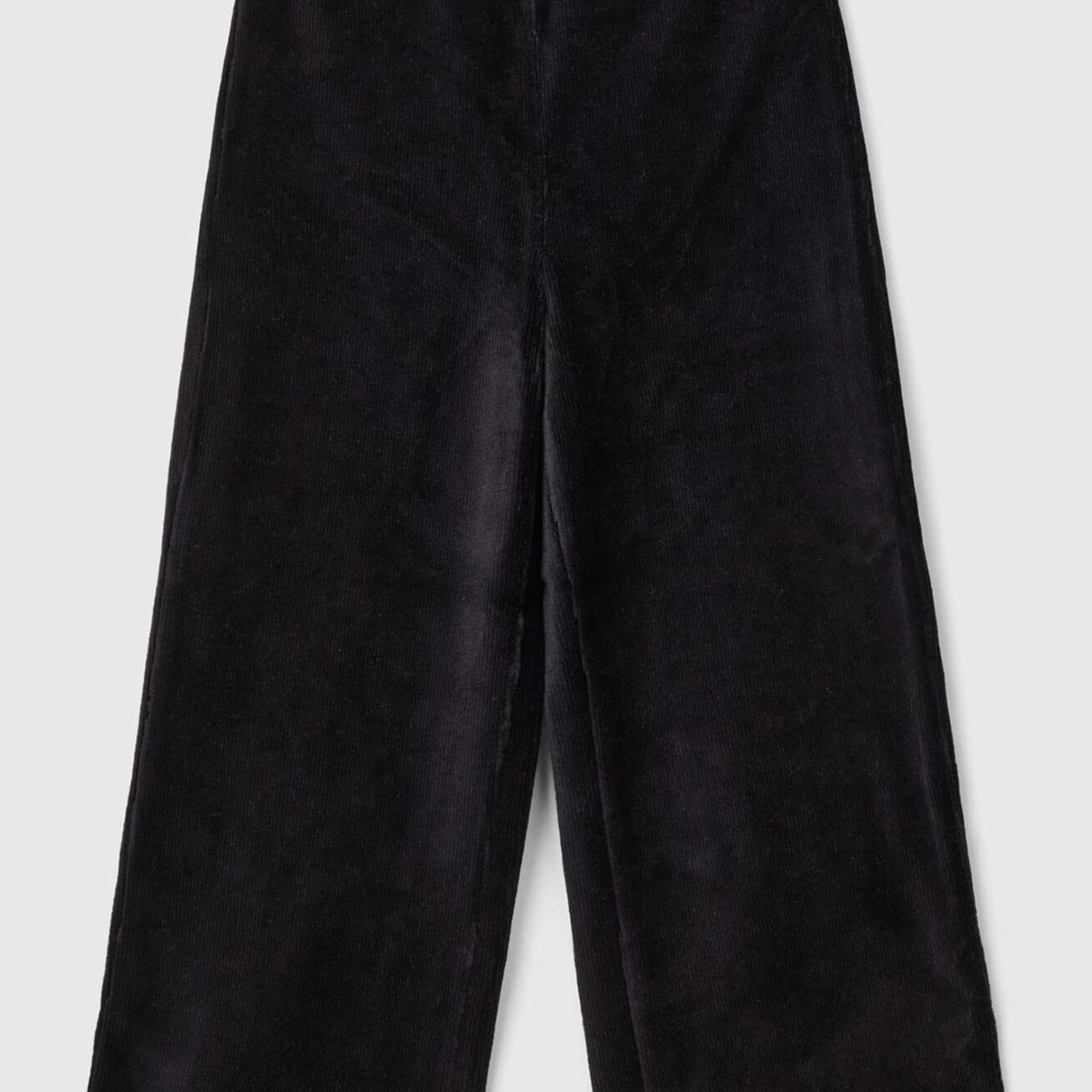 Kız Çocuk Siyah Arkası Logo İşlemeli Geniş Paça Pantolon